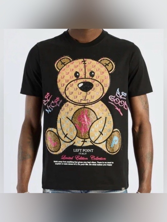 Left Point Other - NWT [Left Point] Teddy Bear w Money Rhinestone Positive Affirmation Shirt Mens S